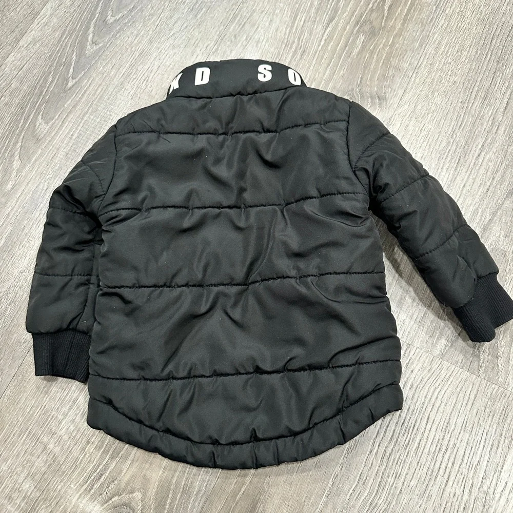 Cracked Soda Kids Black Puffer Jacket and Grey Fleece‎ Booties Set 6-12M MMXVII